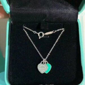 Tiffany Blue Heart Double Pendant